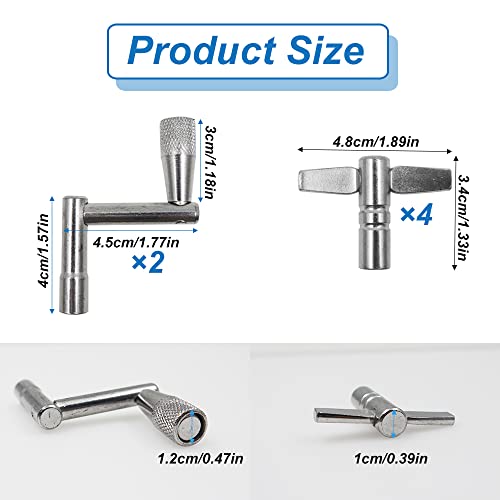 Drum Keys 6 Pack 4 Drum Tuning Key And 2 Continuous Motion Speed Key, Percussion Hardware Tool #TOP1