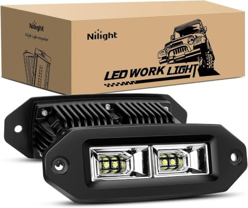 Image of Nilight 2Pcs 40W Flush Mount LED Pods Flood LED Work Light Bar, Off Road Backup Driving Lights Fog Lamp for Jeep Bumper ATV UTV SUV Truck Boat (Pack of 10)