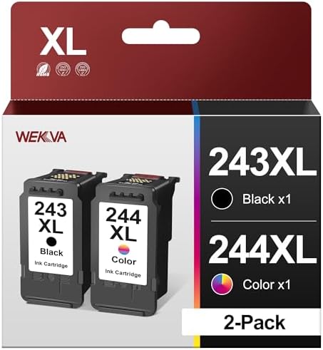Encre for 243 244 XL for TS3420 Ink Cartridges Pixma TR4520 Ink for Ink 243 244 XL Work for Pixma MX492 MG2920 TS3320 TS3120 TR4520 MG2522 MG3029 (1 Black, 1 Tri-Color)