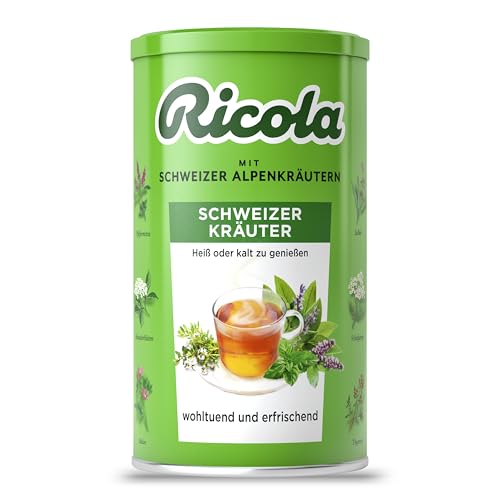 Ricola Instant Schweizer Kräuter-Tee heiß oder kalt, 1 x 200g, Teegetränk aus 13 Schweizer Bergkräutern, Instant-Getränkepulver Eistee