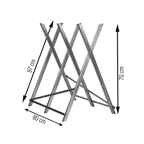 Foto von Grafner Sägebock bis 150 kg belastbar, stabile Ausführung aus verzinktem Stahl, kein Verdrehen durch solide Verzahnung, klappbar, Sägegestell Holzbock Brennholz