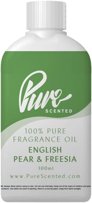 English Pear & Freesia Fragrance Oil - 100ml Suitable for Candles, Wax Melts, Cosmetics, Diffusers, Soap (English Pear & Freesia)