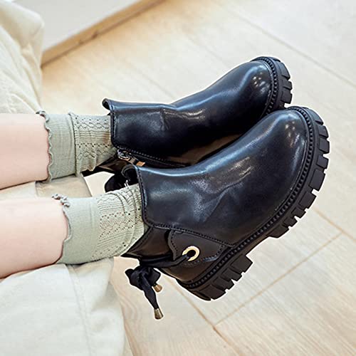 EnJoCho Girls Boots Girls Shoes Fashion Ankle Boots Kids Low Heel Dress Booties Fashion Side Zipper Short Flats 4-11 Years2