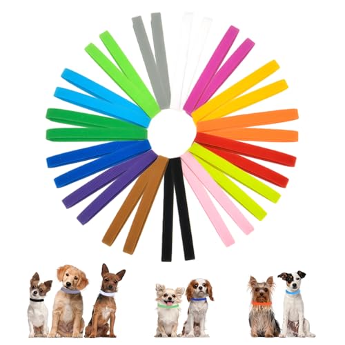 30 PCS Puppy Whelping Collars Newborn Pet Collars Soft Adjustable ID Bands Puppy ID Collars for Newborn Pet Dog Cat