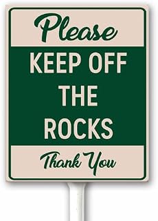 Please Keep Off The Rocks Aluminum Sign, Falling Rocks Sign, Do Not Mow Rocks Signs, Keep Off Warning Notification Notice Safety Decor, 7"x8.8" Sturdy Rust Free Fade Resistant