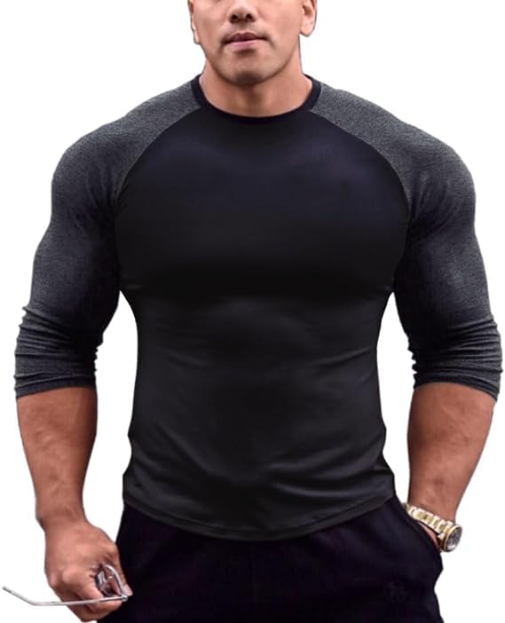 7PowerMens Muscle Cut Raglan T Shirts with 3/4 Sleeve Fitness Workout Tops