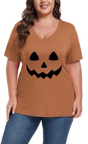 Image of ForHailey Women's Plus Size Short Sleeve Tee Shirt V Neck Basic Ladies Loose Fit T Shirt 1X-5X