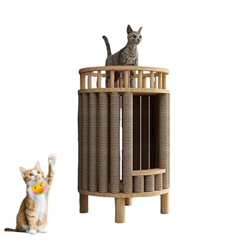 キャット タワー 宇宙船付き 多頭飼い 猫 キャットタワー スリム 木製 おしゃれ オールシーズン シンプル 透明 小型/中型/大型猫 タワー 縦 据え置き 低い 突っ張り丈夫 安定 耐荷重 爪とぎ キャットツリー かわいい 天然麻ロープ 厚さを増した板材