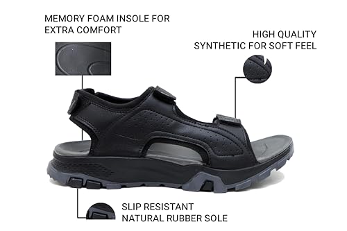 Image of GIBBON'S Men's Outdoor Sports Sandals with Adjustable Velcro Straps | Lightweight Comfortable Trekking Sandals | Anti-Slip Durable Sole | Casual Walking Hiking Sandals for Men