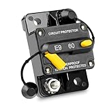 DR.PREPARE 60Amp Circuit Breaker for Boat, Trolling Motor, Marine, RV, ATV, Trailer, Stereo Audio System, Fuse with Manual Reset Switch, Waterproof, DC 12V-48V, Surface Mount