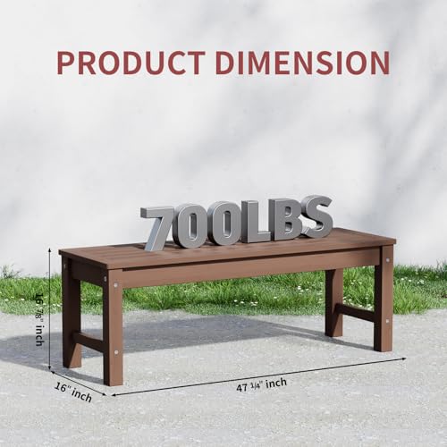 Image of Psilvam 47 inch Backless Outdoor Bench for 2-Person, Brown, 2pcs