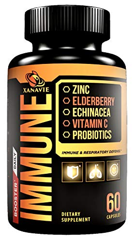 Xanavie Supplement 10-in-1 Powerful Formula: Zinc, Elderberry, Echinacea, Garlic, Vitamin C, E, B6, Turmeric and Probiotics .