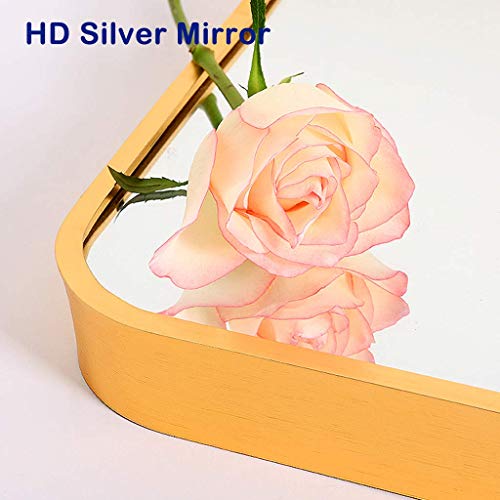 Miroir maquillage rectangle métal doré avec finition haut de gamme - 5