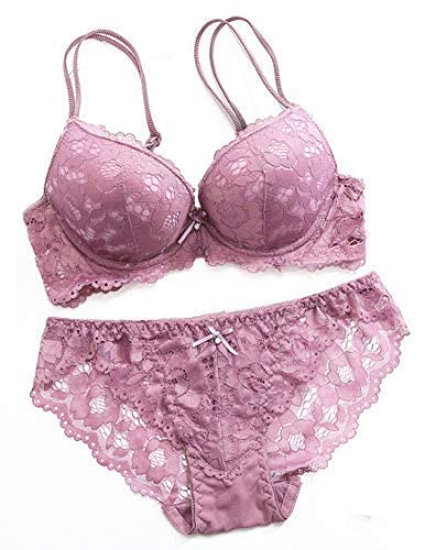 stephy Women's Floral Lace Bra and Panty Set,Non-Wired Lightly Padded Lingerie Set-picture-30