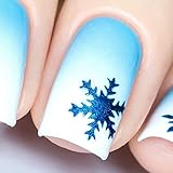 Whats Up Nails - Silver Jolly Snowflake Nail Stencils Stickers Vinyls for Nail Art Design (1 Sheet, 20 Stencils)