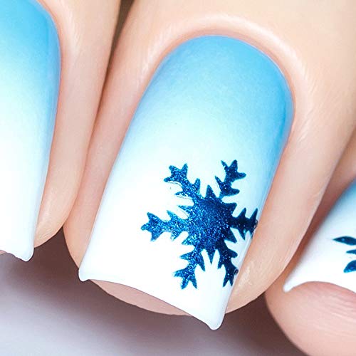 Whats Up Nails - Silver Jolly Snowflake Vinyl Stencils for Christmas Nail Art Design (1 Sheet, 20 Stencils)