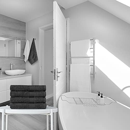 Finest Charcoal Hand Towels Pack of 4, Highly Absorbent 100% Pure Cotton, Washable Luxury Hand Towel 40 X 70cm for Bathroom, 500 GSM Extra Thick Skin Friendly Hand Towels Set for Hotel & Spa