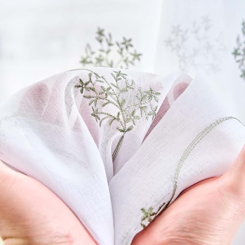 TOPICK Scheibengardine Bistrogardine 2er Set Gardinenschals H115xB90 Grün – Ansicht 2