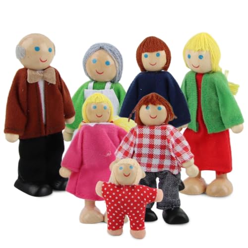 XIMEY Casa Delle Bambole in Legno, Set Famiglia per Casa