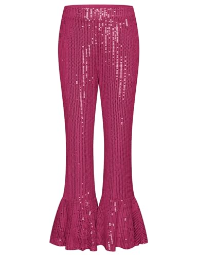 Image of GRACE KARIN Girls Sequin Pants Sparke Trouser Glitter Dance Bell Bottoms 5-14