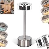  hofstein Lampe de table LED Viada à intensité variable en métal/plastique en nickel mat/chrome/clair, lampe avec variateur tactile, CCT réglable, 2,5 W, salon, salle à manger, bureau