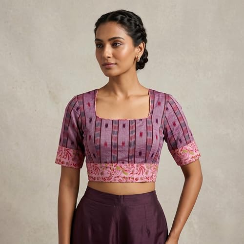 Image of Sambalpuri Ikat Ethnic Unstitched Cotton Blouse Piece for Women