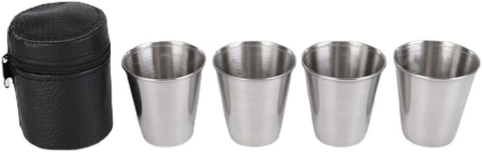 Pack of 4 Compact Camping Cups Mini Wine Mugs with Case Stackable Cups