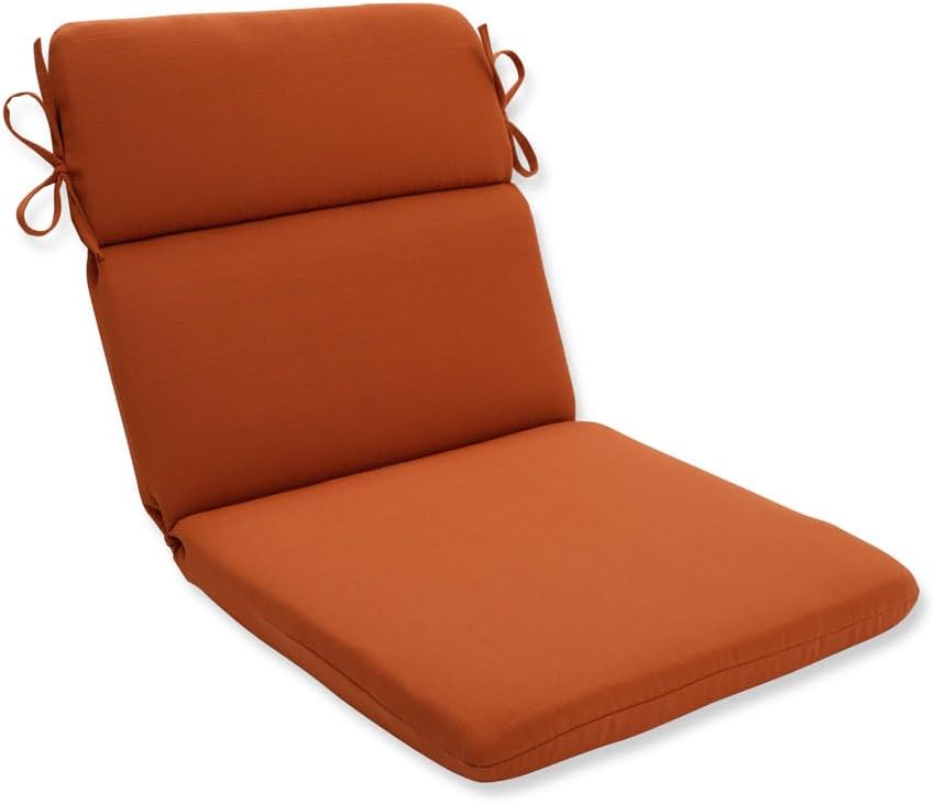 Pillow Perfect Monti Chino Solid Indoor/Outdoor One Piece Chair Cushion Deep Seat, Weather and Fade Resistant, Round Corner - 40.5" x 21", Orange Orange Round Corner - 40.5" x 21"