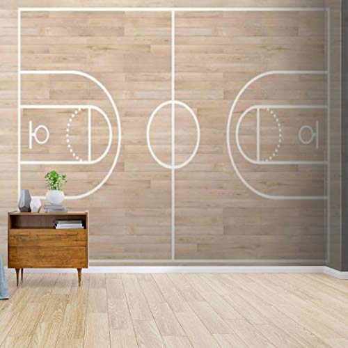 Top View Basketball Court Layout on Wooden Texture