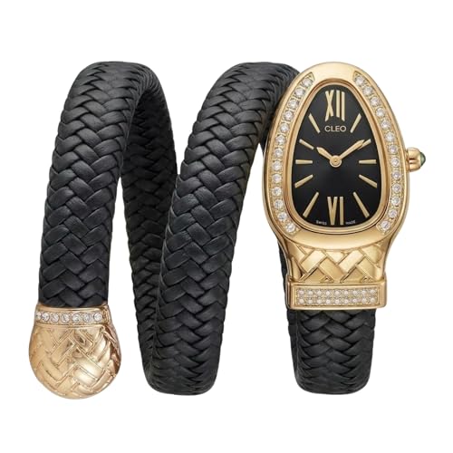 Image of Serpentine Snake Watch for Woman with Spiral Bracelet, Green Dial Watch for Woman with Quartz, Stylish Analog Waterproof Serpenti Watches Women