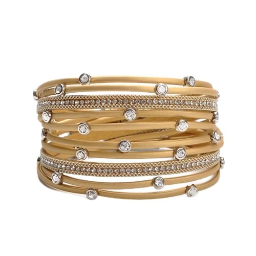 Bracelet en cuir pour femme avec boucle aimantée et zircon original