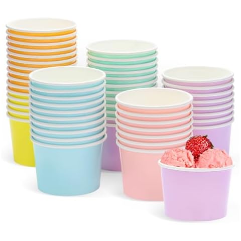 ZALAON 60 Count Disposable Ice Cream Cups Cover