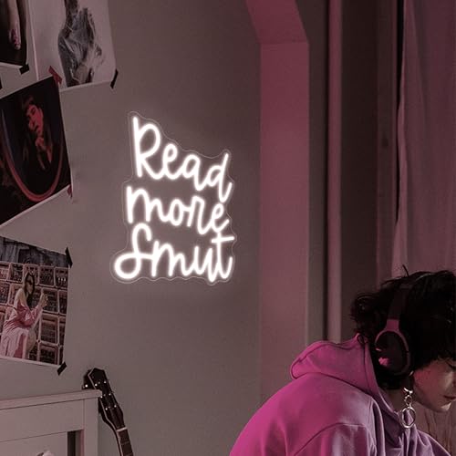 Image of Read More Smud Neon Sign,Dimmable Neon Light Sign for Wall Decor,USB Powered Neon Wall Sign,Led Neon Signs for Man Cave Bar Party Club Pub Bistro Decor,11.4x12.8 inches.
