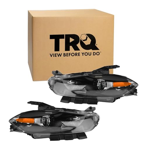 Image of TRQ 2 Piece Headlight Assembly Set Black Bezel Driver & Passenger Side Compatible with Dodge Dart 2013-2016 CH2518145 CH2519145 68292808AB 68292809AB