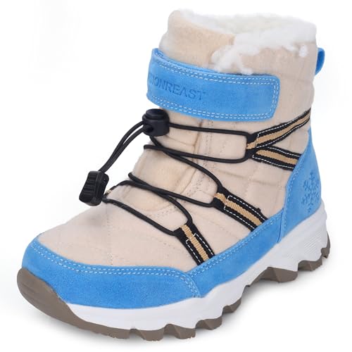 visionreast Boys Girls Wool Lining Snow Boots Winter Walking Boots for Kids Non Slip Unisex-Child Cold Weather Shoes Outdoor Boots