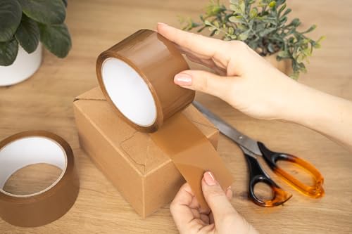 PAKICO Packband 6 Rollen Verpackungsbänder für Pakete, Kisten, Versand, Klebeband, Paketklebeband zum Verpacken von Paketen und Versandschachteln, Braun