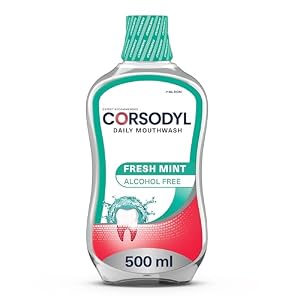 Corsodyl Mouthwash Daily Gum Care, Fluoride Mouthwash, Alcohol Free, Fresh Mint, 500ml