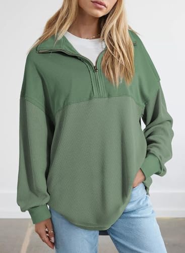 Image of SHEWIN Women Fall Sweatshirt Casual Half Zip Pullover Fall Top 2026 Clothes