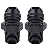EVIL ENERGY 10AN Flare to 1/2' NPT Male Straight Fitting Union Flare Adapter Aluminum Black 2Pcs