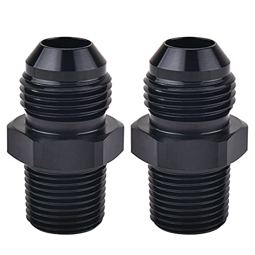 EVIL ENERGY 10AN Male Flare to 1/2 NPT Pipe Fitting Adapter Aluminum Straight Black 2PCS