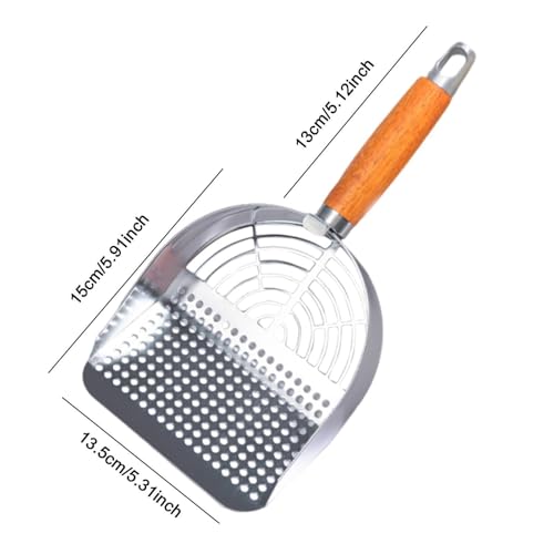 WeiLaiKeQi Pá de areia para gatos de aço inoxidável, malha de malha, peneira para areia de gato para