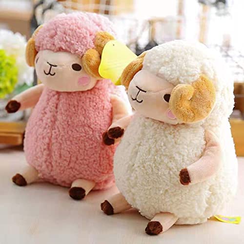 Simpatico Peluche Pecora Giocattolo Bambola Pecora Bianca Abbraccio Cuscino Camera Decor Bambola Animale Di Peluche Bambini/Coppie Regalo Di Natale Rosa 65 cm