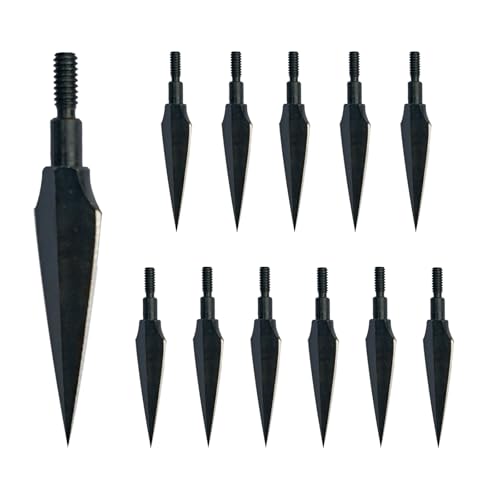 Traditional Archery Broadheads 100/125 Grain - Heat-Treated Arrow Tips for Compound, Recurve Bow & Crossbow, 12 PK for Hunting & Target Practice with 1 PK Broadhead Storage Case (125 Grain Leaf-shape)