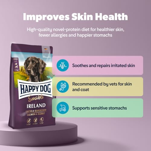 Happy Dog 03535 - Sensible Ireland Lachs und Kaninchen - Trockenfutter für ausgewachsene Hunde - 1 kg Inhalt