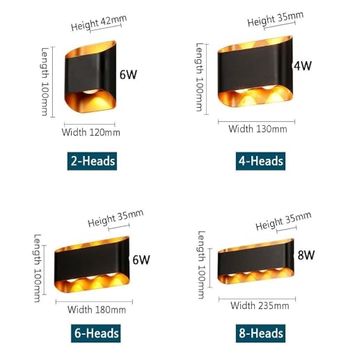 Nowoczesna wodoodporna zewnętrzna lampa ścienna stylowy aluminiowy kinkiet do willi balkonowej werandy i wejścia Wszechstronna oprawa oświetleniowa do wnętrz/na zewnątrz (kolor B rozmiar A6)