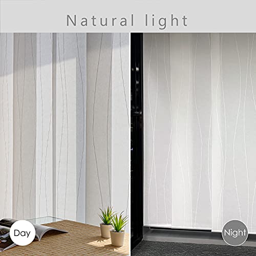 Godear Design Deluxe Adjustable Sliding Window Panel Blind 45.8"- 86" W X 96" H, Extendable 4-Rail Track Vertical Blind, Sliding Hanging Room Divider, White Trimmable Fabric, Semi-Privacy, Catch Me #TOP2