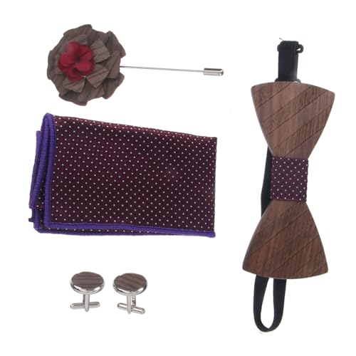Set de pajarita de madera para mujer con accesorios
