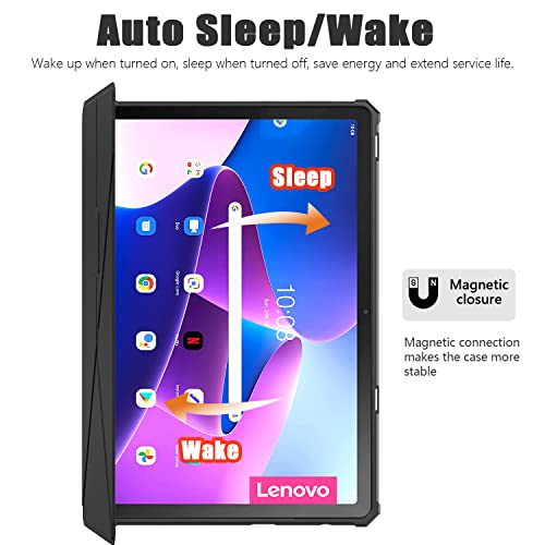 E Net-Case Case For Lenovo Tab M10 (3Rd Gen) 10.1 Inch Multi-Angle Viewing Soft Tpu Back Auto Wake/Sleep Cover For Lenovo Tab M10 10.1" Tablet 2022 Release (Black) #TOP4