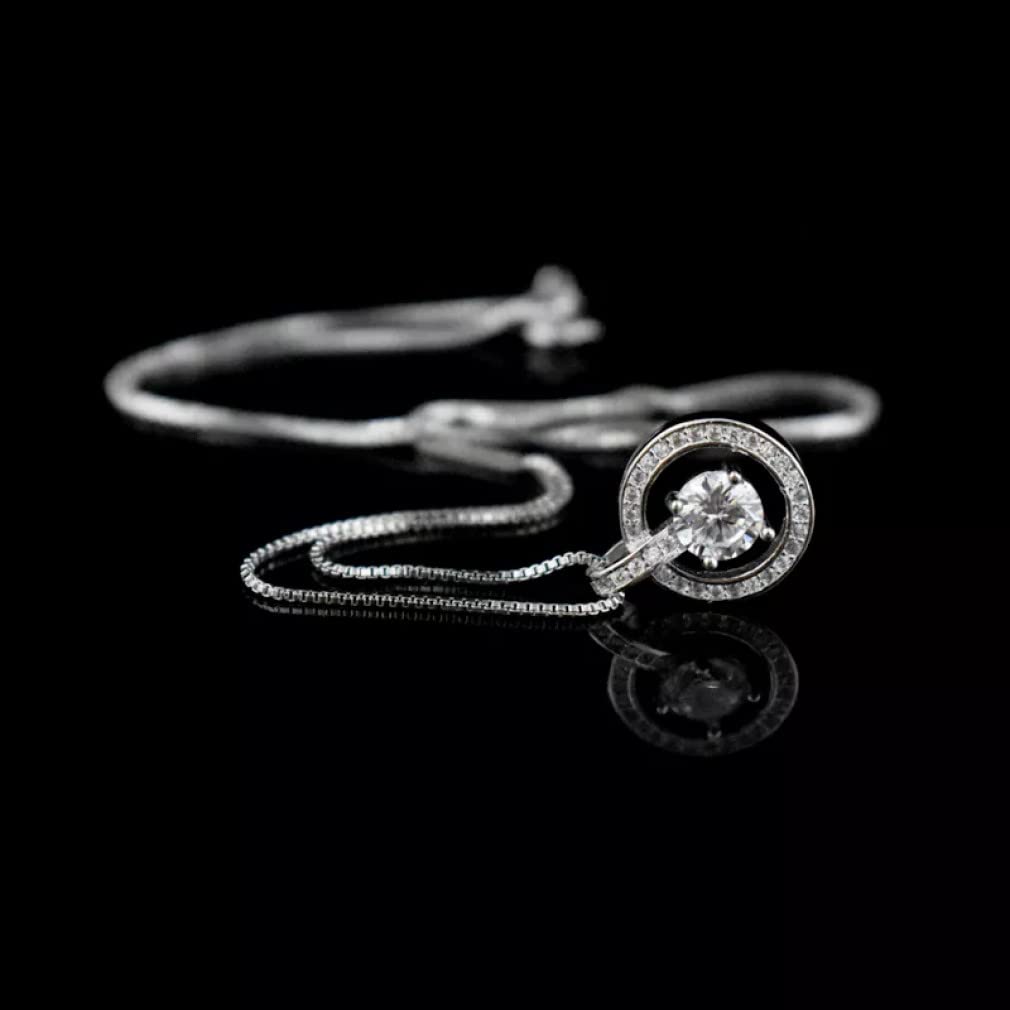 925 Collana a Pendente zircone Rotonda in Argento Sterling coglile abbaglianti con Gocce di Strass per Donne Gioielli