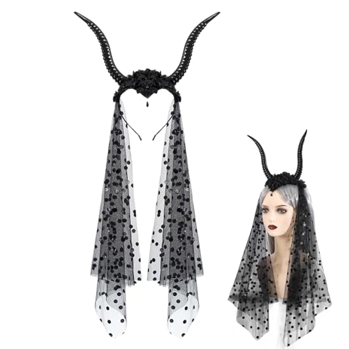 Halloween Headband Goat Horn - Headwear Dark Fantasy, Witch 